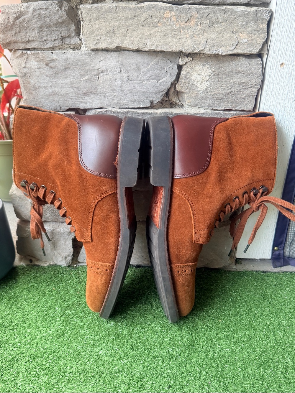 Coach Bleecker Cap Toe Suede Toffee Brown Leather Mens Boots - Picture 6 of 10